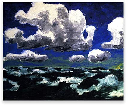 IKYE Berühmte Gemälde von Emil Nolde, Druck auf Leinwand. Reproduktion von Ölgemälden. Abstrakte Wandbilder auf Leinwand für Wohnzimmer (Sommerwolken) 70 x 84 cm (27,5 x 33,1 Zoll), rahmenlos