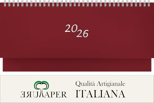 Planning Settimanale 2026 - da Tavolo - Scrivania - Gennaio Dicembre - 30x14, ROSSO