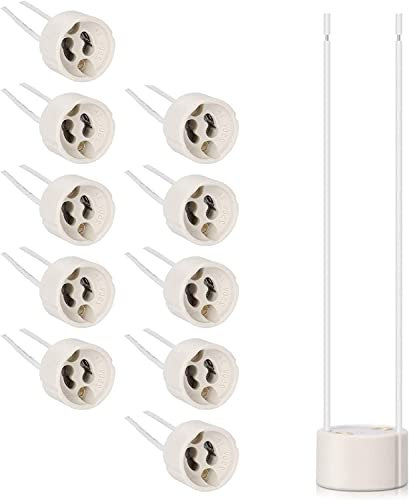 LATRAT 10 Stück GU10 Fassung mit Kabel für LED- und Halogenlampen, 0-250V, Keramik Lampenfassung GU10 Sockel für LED Spots und Halogen Lampen