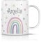 iCaseDesigner Personalised Childrens Mug - Unbreakable Lightweight Polymer - Add Your Own Name - Rainbow Stars