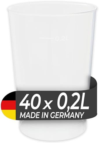 LogiPack GeRo 40 Mehrwegbecher 200ml Made in Germany | Wiederverwendbar | transparent aus PP (Trinkbecher 0,2l)