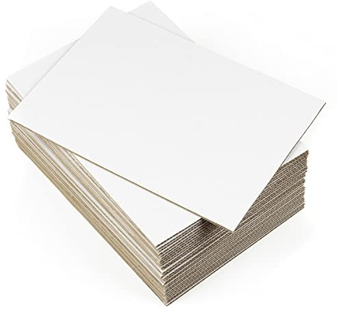 20 planchas Cartón Corrugado blanco DIN A4 (210 x 297 mm), Laminas de cartón ondulado rígido 4 mm, para manualidades, refuerzo de sobres, cajas, maquetas