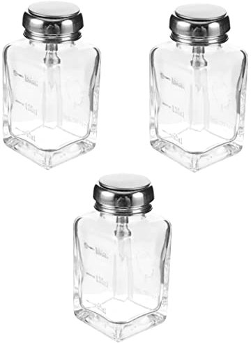 minkissy 3 Pièces De Presse En Verre Flacons Pompe De Dissolvant Pour Vernis à Ongles Flacons à Pompe Vides Flacon e En Verre Transparent Type De e Récipient Un