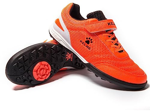 Football Boots Boys / Children Artificial Grass Training Shoes Girls Trainers Sports Shoes Indoor Outdoor Turf Football Shoes Unisex, orange, 2.5 UK Child