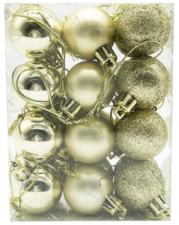 24 Pieces 30 mm Christmas Balls Decoration Shatterproof Christmas Tree Baubles Mini Christmas Hanging Ball for Christmas Tree Holiday Wedding Party Decoration, Gold