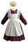 Lito Angels Kolonial Pionier Bäuerin Kleid Kostüm Verkleidung mit Schürze und Haube für Kinder Mädchen Größe 6-8 Jahre 128, Braun