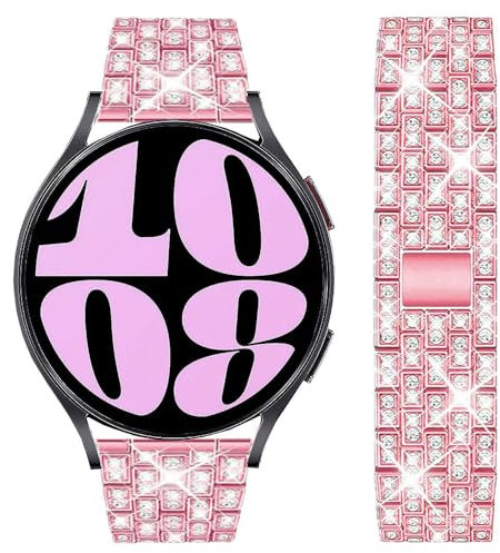 DEALELE Bracelet compatible avec Samsung Galaxy Watch 7 / FE / 6 / 6 Classic / 5 / 5 Pro / 4 / 4 Classic / 3 41 mm, 20 mm pour Huawei GT3 42 mm pour homme et femme, rose rouge