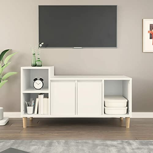 GuyAna TV-Schrank Weiß 100x35x55 cm Holzwerkstoff Tv Schrank Weiss Hochglanz Tv MöBel Fernseher Tisch Modern