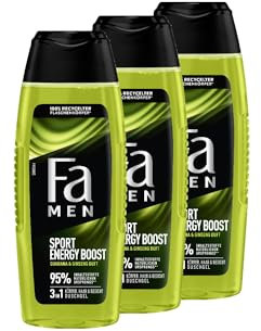 Fa MEN Sport Energy Bosst Double Power Boost Body & Hair (3x 250ml) 3in1 Formel für Körper, Haar & Gesicht, Aktiviere deinen Körtper, Geist & Sinne mit dem erfrischenden Duft von Guarana & Ginseng