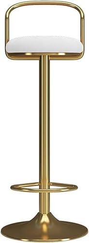 TANG SHI 65-80cm Barhocker Barhocker Stuhl Gold Eisen Beine Fußstütze und Rücken Drehsitz Esszimmerstuhl Höhenverstellbar für Kitchen Pub Café, Max. Laden Sie 440lb (Color : Weiß)