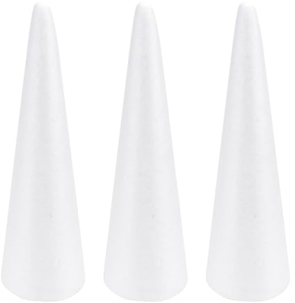 Operitacx 3 StüCk 30 cm Styroporkegel Kegel WeißE, Solide Polystyrol Weihnachtsbaum Styropor FüR WeihnachtsbäUme, Bastelarbeiten Und Weihnachtsdekorationen