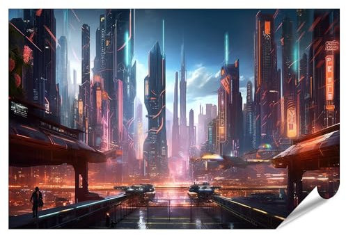 islandburner Prime Bild Poster Futuristische Stadt Im Cyberpunk Stil Überragend Cyberpunk Stil Futuri Premium Bilder Fotodruck