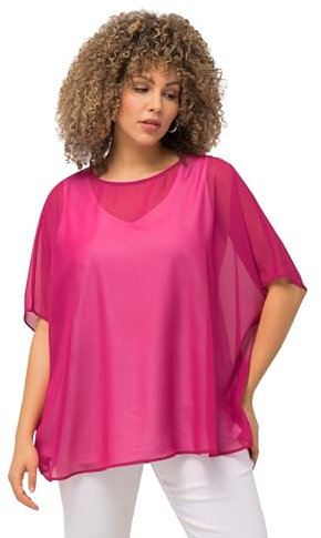 Ulla Popken Blusa de Gasa Camisa Cami, Color Rosa Fucsia, 60 ES/66 ES Mujeres