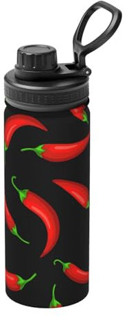 YsoLda Isolierter Wasserkocher, 18oz isolierter Wasserkocher, Edelstahl-Wasserflaschen, isolierter Becher,Chili