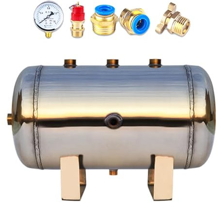 Mini Small High Pressure Reservoir Air Tank Kit - Horizontal, 13 10 8 5 3 2 1 Gal Air Storage Bladder Containers for Air Pump/ Gas Tank/Compressor, 304 Stainless Steel Portable Air Expansion Tanks(20L