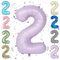 Purple 40 Inch Number 2 Balloon,Large Self Inflating Pastel Purple Foil Number Balloons 0-9 for Boys Girls,Digit Two Balloons for 2nd Birthday Party Decorations Supplies