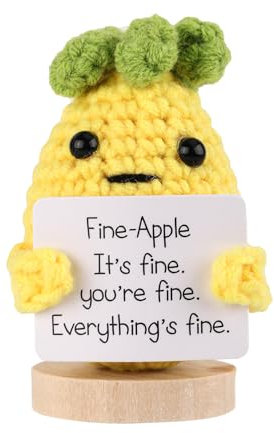 TOYMIS Lustige Gehäkelte Ananas, Lustige Positive Ananas Gestrickte Ananas Puppe Handgemachtes Spielzeug Gehäkelte Früchte Ornamente Stützananas Positiver Karte für Geburtstag Geschenke Dekoration