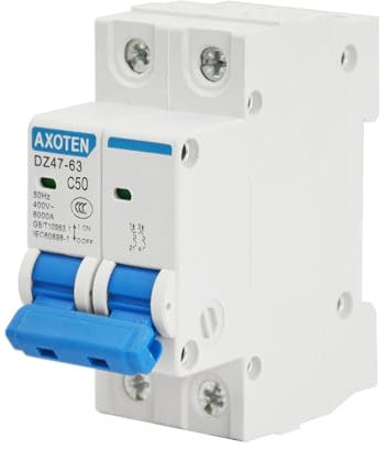 CHENGPI Commutateur Automatique miniature AC 2 Pôles 400V DZ47-63 50A, Disjoncteur - Montage sur Rail DIN