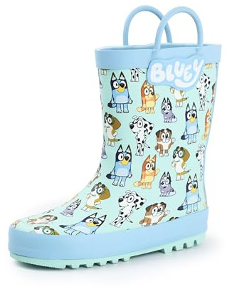 Bluey Kids Wellington Boots in Blue | All Over Print Character Handles Design | Children's Waterproof Rain Shoes | Cute Dog Cartoon Footwear for Boys & Girls | Outdoor Play & School Gear