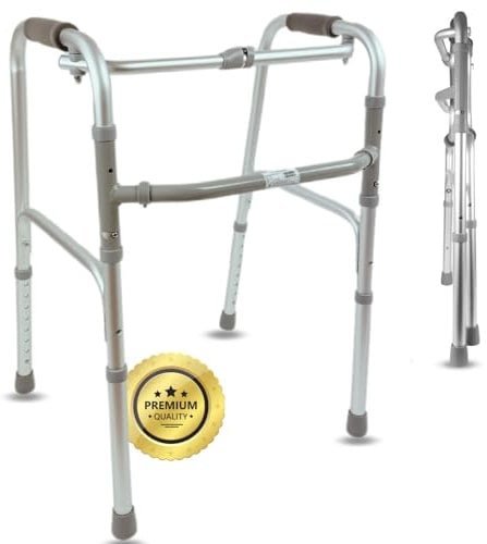 OrtoPrime Andador para Ancianos sin Ruedas ALUMINIO Andadores Adultos Caminadores para mayores LIGERO - Andadores para Ancianos Aluminio PLEGABLE - Taca Taca Adultos Andadores Ancianos ORTOPÉDICO