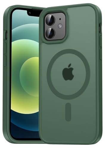 Natiiozie Magnetisch Hülle Kompatibel mit iPhone 12 Mini/iPhone 13 Mini, Matt Handyhülle Kompatibel mit MagSafe, Stoßfest Kratzfest Schutzhülle Nie Vergilbung Rückseite Dünn 5.4 Zoll Case Grün