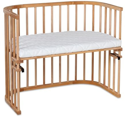babybay Maxi extra großes Beistellbett aus massivem Buchenholz/Kinderbett Höhe stufenlos verstellbar & umweltfreundlich/mit Matratze Classic Soft (kernbuche geölt)