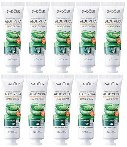 30 g x 10 Stück Aloe Vera Handcreme Feuchtigkeitsspendende Handlotion Pflegende Handcreme in Reisegröße Set für alle Hauttypen geeignet