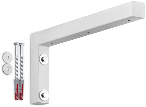 SOTECH 1x Wandkonsole L-Form 350x150x30 mm weiß matt pulverbeschichtet | robuster Regalbodenträger zur Wandmontage, besonders geeignet für DIY-Projekte