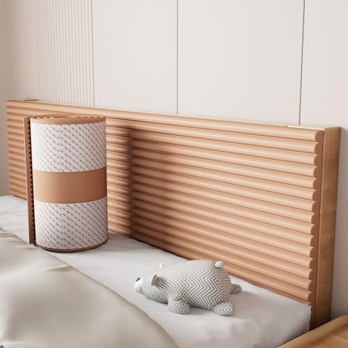 Padded Wall Panels Self-Adhesive, 3D Anti Collision Wall Padding for Kids Autism - DIY Peel and Stick on Headboard Panels for Bedroom, Tatami, Nursery, Decorative Wall Cushion(Wood color,20x200cm)