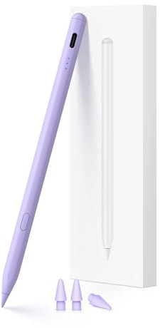 Pencil for iPad (2018-2025), USB-C Fast Charging Stylus Pen, Pixel-Perfect Tilt Sensitivity for Apple iPad 11/10/9/8/7/6/A16, ipad Mini 7/6/5, Air M3/M2 11/13/5/4/3, Pro M4 13/12.9″/11″ Purple