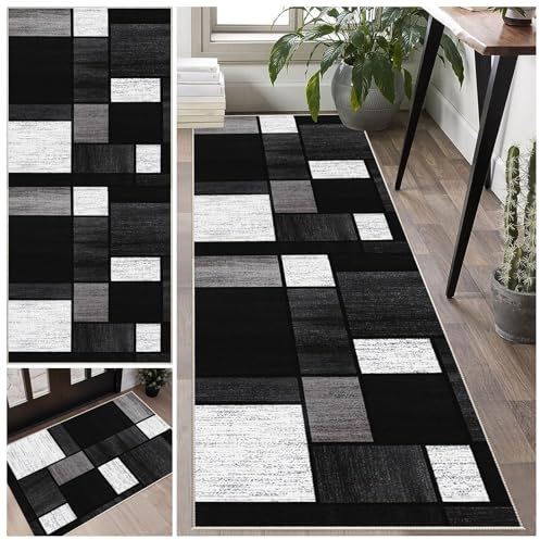 Teppich Läufer Flur rutschfest Langer Läufer Waschbar Kurzflor Küchenläufer, Korridor Teppich Läufer Teppich Eingangsbereich Innen 70 x 200 cm für Flur, Schlafzimmer, Küche, Eingang