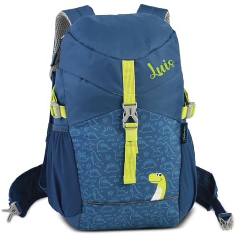 minimutz Wanderrucksack Kinder - Personalisiert mit Name - Kinderrucksack Outdoor Jungen - Reise-Rucksack recycelt ab 3 Jahren Dinosaurier