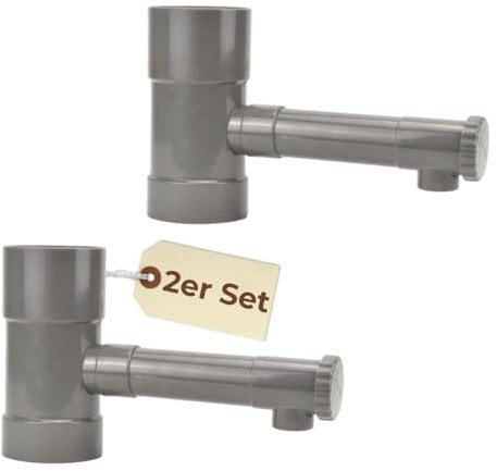 2X Regendieb Wasserdieb Fallrohr Abzweig mit Hahn Regenwassersammler Fallrohr Regenrinnen Ablauf Regensammler 80 mm