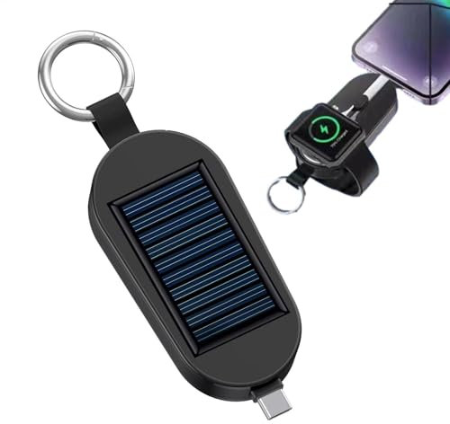 Solarladegerät | 3000mAh Émergéncy Pöwer Bank | Tragbarer Solar Miní Schlüsselanhänger Pöwer Bank | Solarbetriebener Schlüsselanhänger Pöwer Bank Typ C | Kabellose Uhr Aufladen für Reisen Outdoor