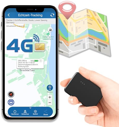 TKMARS 4G GPS Tracker mit SIM Karte Mini-GPS-Tracker mit ABO 60 Tage Standby, Stark Magnetisch und Wasserdicht.