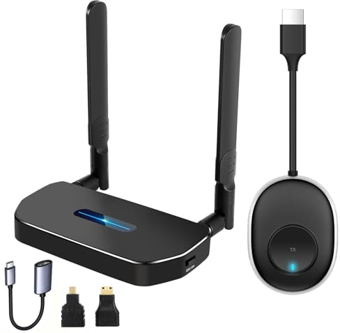 Drahtloser HDMI-Sender und -Empfänger 4K,5G-HD Drahtloses Extender-Kit,164FT/50M,HDMI Kabelloser Sender unterstützt Audio-Video von MAC/Tablet/PC/Kamera zu HDTV/Projektor/Monitor