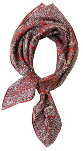 Prettystern handrolliertes Seiden-Halstuch Damen Herren reine Seide Bandana Stirntuch Sommer Frühling Seiden-Tuch 40 Rot Paisley