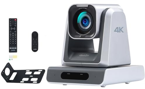 zowietek 4K PTZ Kamera, USB/HDMI/LAN Ausgänge, Weitwinkel, 12X optischer Zoom, Ergo-Ease Fernbedienung, TOF Autofokus für Videokonferenz, Meeting, Kirche, Streaming, Event, Unterricht