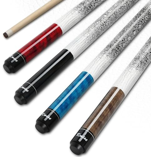 Kmise Billardqueue, 4er-Set, 147,7 cm, kanadisches Hartahornholz, 510-595 g Gewichtsoptionen, professionelle Poolsticks mit 13 mm Lederspitze, 3D-Anti-Rutsch-Griff, präzise Kontrolle für Erwachsene