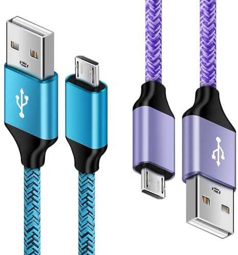 Micro USB Charger Cable Fast Charging, 2Pack [0.5M+1.8M] Android Charger Cable USB Micro Phone Charger Nylon Lead for Samsung Galaxy S7 Edge S6 S5 J7 J6 J5 Note 5 A10 A6, PS4, Huawei Y6 Y7,Xbox,Tablet