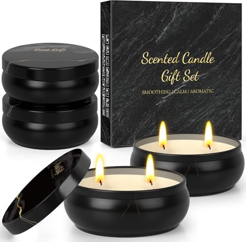 Duftkerzen im Glas Set für Männer–4er x 6oz Sojawachs Kerzen für Zuhause | Zwei Dochte,Geschenkset für Geburtstag,Weihnachten,Vatertag, Kerze mit Salbei,Sandelholz,Eukalyptus und Zedernholz