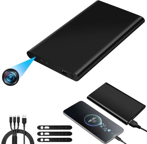 Telecamera Spia Power Bank 1080P 5000mAh, 17h registrazione | 2-in-1, Portatile, registrazione in loop, visione notturna, compatto,Tascabile
