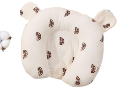 AQCQDQ Babykissen, Baby U-förmiges Formkissen, Verhindert Flache, Kopfform korrekturkissen für Säuglinge, Nackenstütze für Wiege, Bett, Kinderwagen (C,20x25 cm)