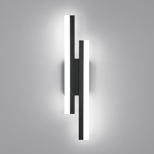 Riserva LED Wandleuchte Innen Modern 16W, 6500K Kaltweiß, Schwarz, 40cm | Wandlampe Linear Lange für Schlafzimmer, Wohnzimmer, Flur, Treppenhaus, Arbeitszimmer