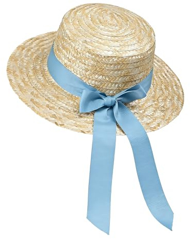 ZCJ Strohhut Sonnenhut Damen, Weizenstroh mit Dekor-Schleife, Sonnenhut mit UV-Schutz 50+ für Strand, Urlaub & Sommer