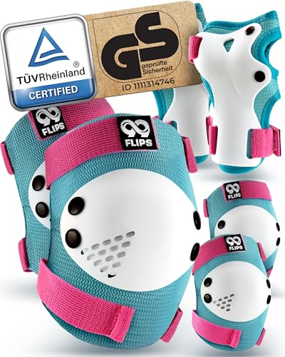 99FLIPS Schützer Inliner Kinder 3-12 Jahre - TÜV Rheinland GS Zertifiziert | Knieschützer Kinder [6er Set] - mit Knieschoner, Ellenbogenschoner & Handschoner - für Skateboard, Inline Skates, Rollschuhe