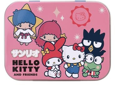 Home-Flair Kinder Pflaster-Box mit 24 bunten Motiv-Pflastern in Metalldose – Hautfreundlich & Wasserabweisend – Motive: Paw Patrol, Hello Kitty oder Glücksbärchis (Hello Kitty and Friends, 3 Boxen)