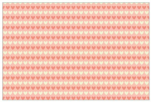 Wallario Küchenrückwand selbstklebend 90 x 60 cm, Motiv: Muster Herzen in beige und rot | Spritzschutz abwischbar & pflegeleicht