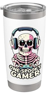 Funny Gaming Quote One Spooky Gamer Skeleton Gaming Humor Stainless Steel Insulated Tumbler