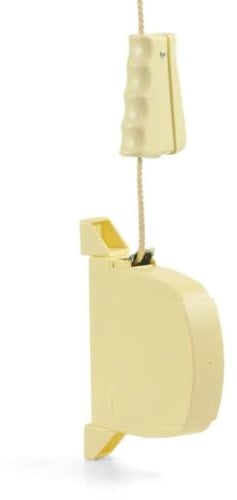 Recogedor Persiana con Cuerda y Empuñadura - Abatible Basculante - Marfil | Recogedor de persiana enrollable de superficie con cuerda (cordón) y empuñadura; basculante, se fija con 2 tornillos